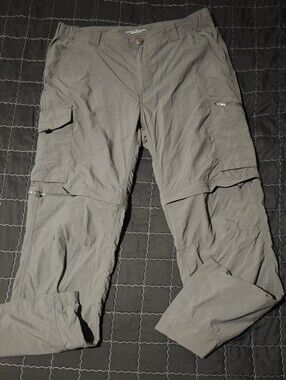 Columbia Men's Omni-Shade Sun-Protection  Convertible Cargo Pant Gray Size 34x30